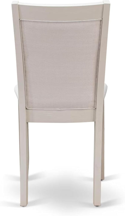 East West Furniture V077MZ001-5 5 Piece Kitchen Table Set for 4 Includes a Rectangle Dining Room Table with V-Legs and 4 Cream Linen Fabric Parsons Dining Chairs, 40x72 Inch, Multi-Color
