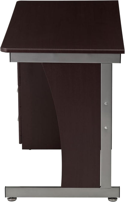 48" Computer Desk with Drawers, Home Office Desk with Storage, Heavy Duty and Water Resistant Study Table, Chocolate Brown