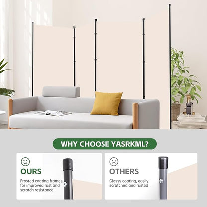 YASRKML Room Divider Folding Privacy Screens, Portable Room Divider Panel 4 Panel Partition Room Dividers Screen, Freestanding Room Partitions and Dividers Fabric Dividers for Room Separation, Beige