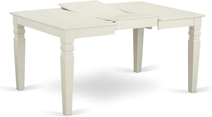 East West Furniture WEIP7-LWH-W 7 Piece Dining Table Set Consist of a Rectangle Dining Room Table with Butterfly Leaf and 6 Wooden Seat Chairs, 42x60 Inch, Linen White