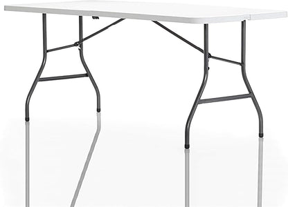 Cosco 6ft Fold-in-Half Blow Molded Folding Table, Indoor/Outdoor, Comfort Handle, Lightweight Plastic Construction - White