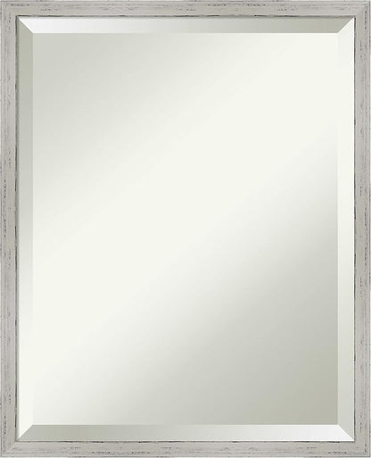 Amanti Art White Bathroom Mirror for Over Sink, 21x17 Shiplap White Narrow Rectangle Vanity Mirror, Small Coastal Wood Frame, Hangs Horizonally and Vertically, Bathroom Wall Decor, Beveled Edge
