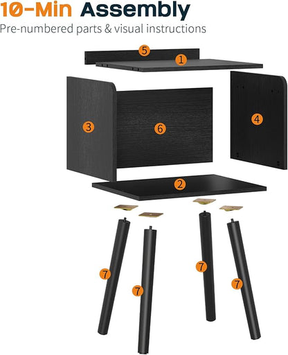 Yoobure Mid Century Modern Nightstand for Small Spaces - Small Side Table with Storage Shelf, Wood End Table Night Stand, Vintage End Tables Living Room, Minimalist Side Tables for Bedroom Dorm Office