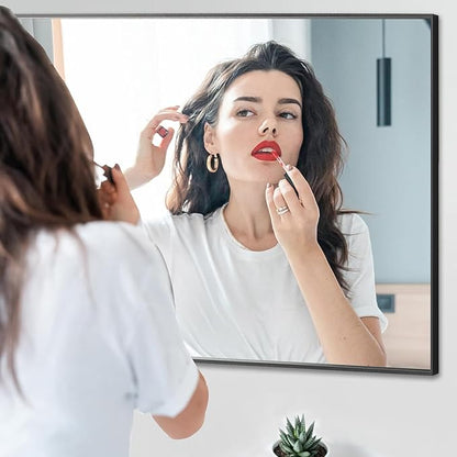 30x36 Inch Black Bathroom Mirror, Copper-Free Mirror, Aluminum Alloy Frame Vanity Rectangle Wall Mounted Modern Mirror for Bedroom/Living Room/Porch Horizontal or Vertical