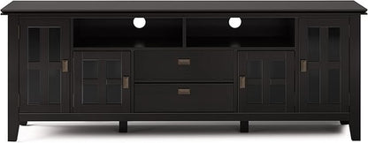 SIMPLIHOME Artisan SOLID WOOD 72 Inch Wide Transitional TV Media Stand in Hickory Brown for TVs up to 80 Inches, For the Living Room and Entertainment Center