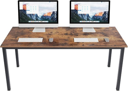 DlandHome 63 inch Computer Desk Home Office Table Writing Desk Study Table Gaming Desk Workstation (63 inch, Rustic Brown)