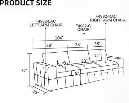 Sectional Couches for Living Room, Comfy Cloud Couch Loveseat Sofa with Deep Seats, Lounge Modern Living Room Furniture for Small Space, Dark Grey