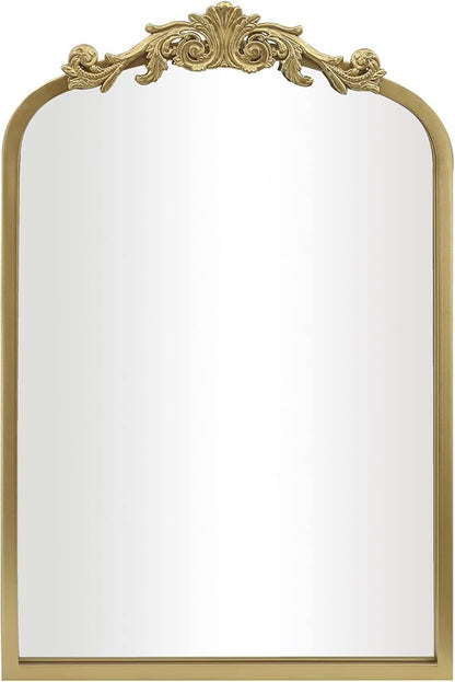 AIXI HOME Gold Arched Mirror 15"x23", Traditional Arendahl Vintage Antique Mirror with Ornate Metal Frame, Baroque Wall Mounted Mirrors for Entryway/Bathroom/Living Room/Hallway/Bedroom