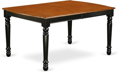 East West Furniture DOAN7-BCH-W 7 Piece Modern Dining Table Set Consist of a Rectangle Wooden Table with Butterfly Leaf and 6 Dining Chairs, 42x78 Inch, Black & Cherry
