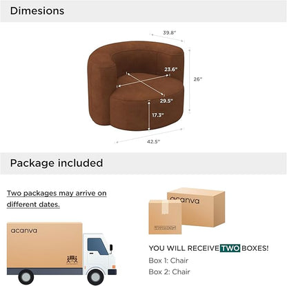 Acanva Luxury Modern Tight Curved Back Velvet Sofa, Minimalist Style Comfy Couch for Living Room Apartment Reception Space, Tangerine Single Chair Set of 2