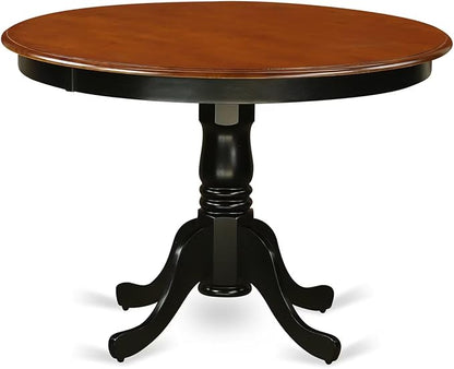 East West Furniture HLAV3-BCH-LC 3 Piece Dinette Set for Small Spaces Contains a Round Dining Table with Pedestal and 2 Faux Leather Dining Room Chairs, 42x42 Inch, Black & Cherry