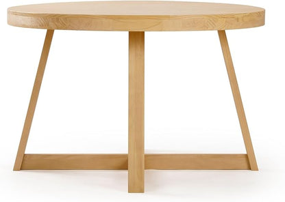 Plank+Beam Round Dining Table, 47 Inch Solid Wood Kitchen Table, Farmhouse Round Table for 4, Small Dinette Table, Blonde Wirebrush