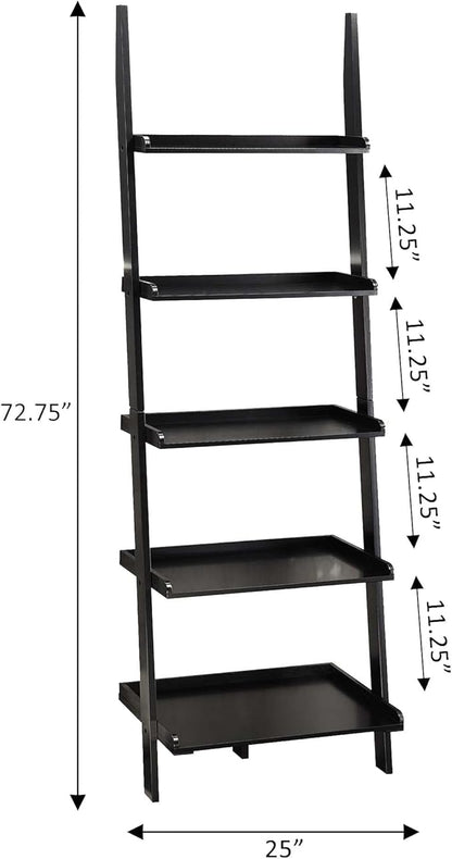 Convenience Concepts American Heritage 5 shelves Bookshelf Ladder, Black