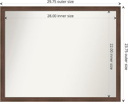 Amanti Art Brown Bathroom Mirror for Over Sink, 24x30 Florence Light Brown Rectangle Vanity Mirror, Large Casual Frame, Hangs Horizonally and Vertically, Bathroom Wall Decor, Non-Beveled Edge