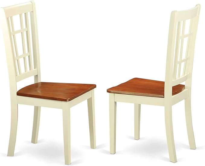 East West Furniture QUNI5-WHI-W 5 Piece Dining Room Table Set Includes a Rectangle Kitchen Table with Butterfly Leaf and 4 Dining Chairs, 40x78 Inch, Buttermilk & Cherry