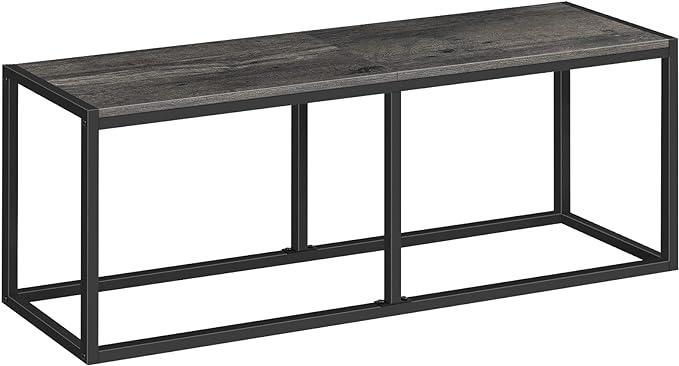 HOOBRO Dining Bench, 47.2 Inch Industrial Style Kitchen Table Bench, Steel Frame, Easy to Assemble, for Kitchen, Dining Room, Charcoal Gray and Black BC12CD01