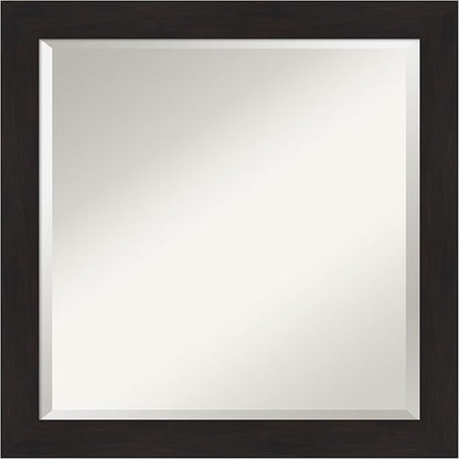 Amanti Art Brown Wall Mirror 24x24 Furniture Espresso Narrow Square Bathroom Mirror for Wall Decor Living Room, Medium Casual Frame, Hangs Horizonally and Vertically, Bathroom Decor, Beveled Edge