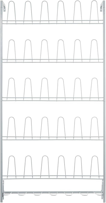 MyGift Modern Matte White Metal Hanging Shoe Rack for Walk in Closet, Mudroom and Entryway, Wall Mounted Space Saving Organizer for Shoes and Boots, Holds 18 Pairs