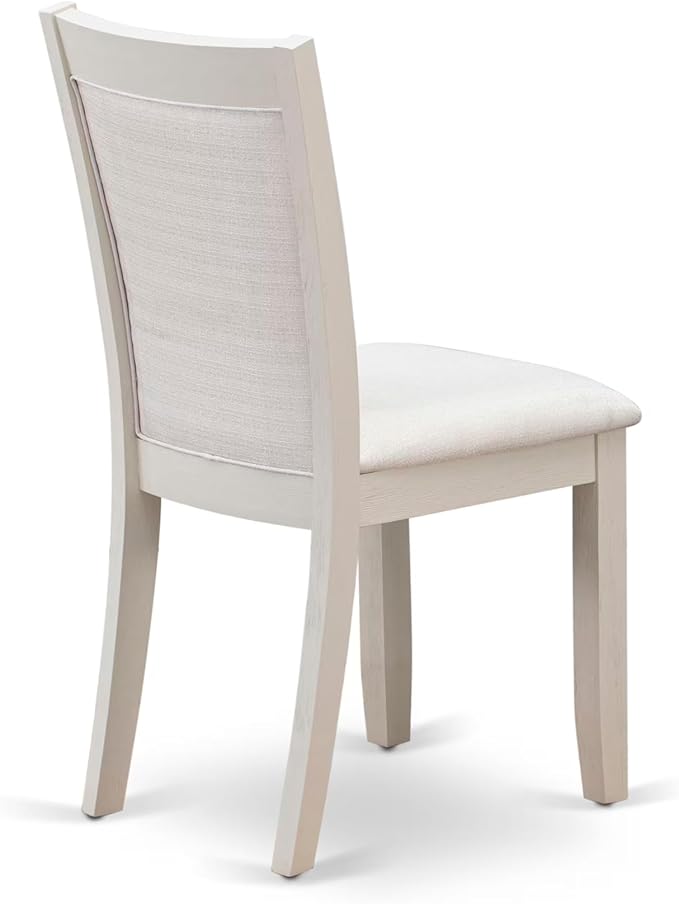East West Furniture V097MZ001-7 7 Piece Kitchen Table Set Consist of a Rectangle Dining Table with V-Legs and 6 Cream Linen Fabric Parson Dining Room Chairs, 40x72 Inch, Multi-Color