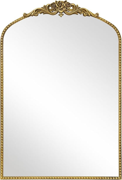 AIXI HOME Vintage Gold Arched Mirror 24"x36", Traditional Arendahl Antique Mirror with Ornate Metal Frame, Baroque Wall Mounted Mirrors for Entryway/Bathroom/Living Room/Hallway/Bedroom