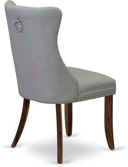 LEDA5-AWA-27-5 Pieces Modern Dining Set Includes a Rectangle Kitchen Table and 4 Light Gray Polyester Fabric Dining Chairs, Antique Walnut