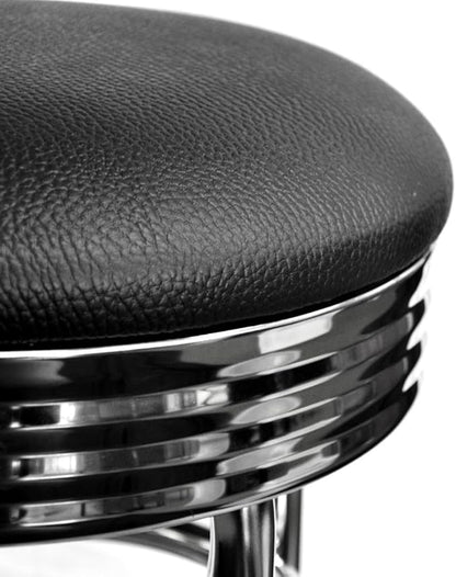 TRINITY Heavy Duty 30-Inch Backless Swivel Bar Stool for Kitchen, Garage, or Workshop, Chrome Finish with Faux Leather Seat, 2 Pack, Black