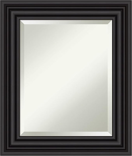 Amanti Art Black Bathroom Mirror for Over Sink, 26x22 Colonial Black Rectangle Vanity Mirror, Small Traditional Frame, Hangs Horizonally and Vertically, Bathroom Wall Decor, Beveled Edge