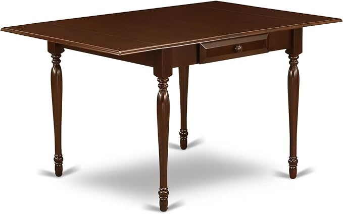 East West Furniture MZCL3-MAH-W 3 Piece Kitchen Table Set for Small Spaces Contains a Rectangle Dining Room Table with Dropleaf and 2 Solid Wood Seat Chairs, 36x54 Inch, Mahogany