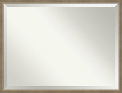 Amanti Art Brown Wall Mirror 32x42 Florence Light Brown Rectangle Bathroom Mirror for Wall Decor Living Room, X-Large Casual Frame, Hangs Horizonally and Vertically, Bathroom Decor, Beveled Edge