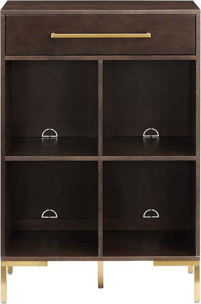 Crosley Furniture Juno Cube Bookcase and Record Player Stand with Storage for Vinyl Records, Dark Brown