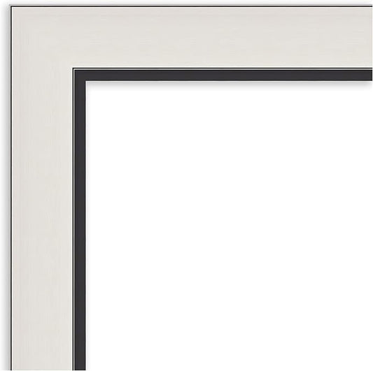 Amanti Art Silver Bathroom Mirror for Over Sink, 30x24 Ellie Silver Black Rectangle Vanity Mirror, Medium Modern Contemporary Frame, Hangs Horizonally and Vertically, Bathroom Wall Decor, Beveled Edge