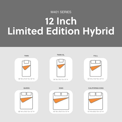 Signature Design by Ashley Limited Edition Firm 12 Inch Hybrid Mattress with Gel Memory Foam and Edge Support for Cool Sleep and Pressure Relief, California King, Fiberglass Free, Mattress In A Box