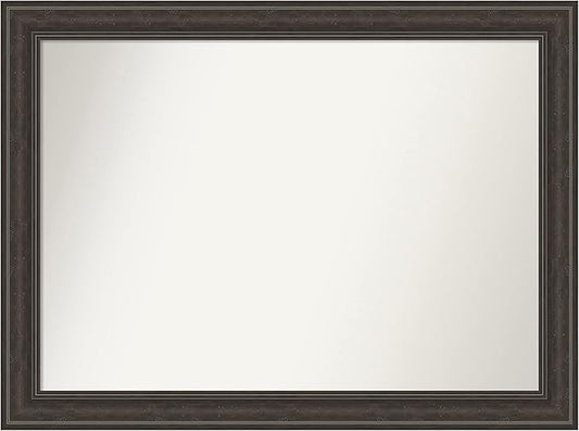Amanti Art Brown Bathroom Mirror for Over Sink, 33x44 Shipwreck Greywash Rectangle Vanity Mirror, X-Large Traditional Frame, Hangs Horizonally and Vertically, Bathroom Wall Decor, Non-Beveled Edge