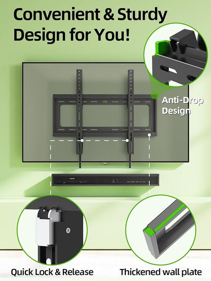 USX Mount Tilting TV Wall Mount Bracket Low Profile for Most 26"-60" LED, LCD, Flat Television, TV Bracket Tilt Mount for VESA 400x400mm- Up to 99lbs, Quick Lock and Release Fits 12" 16" Stud