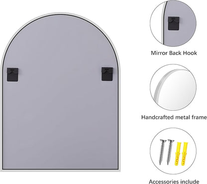 Arched Bathroom Mirror, 36x48IN Silver Bathroom Mirror with Metal Frame, Wide Wall Mounted Mirrors Decor Modern Dresser Mirror for Bedroom Living Room Entryway