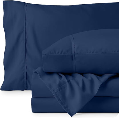 Bare Home Full Sheet Set - Luxury 1800 Ultra-Soft Microfiber Bed Sheets - Double Brushed - Deep Pockets - Easy Fit - 4 Piece Set - Bedding Sheets & Pillowcases (Full, Dark Blue)