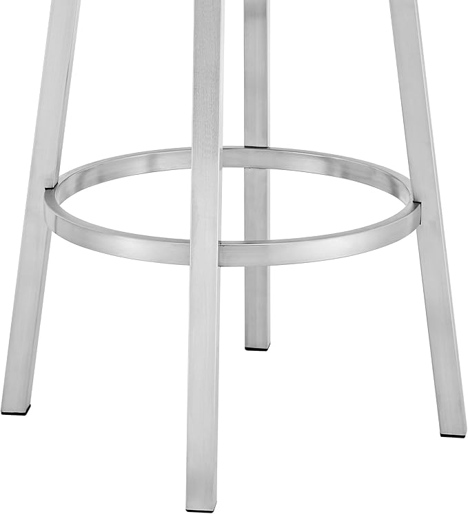 Armen Living Madrid 26" Seat Height Swivel Modern Red Faux Leather and Brushed Stainless Steel Bar Stool for Kitchen Island Counter