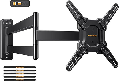 Perlegear Long Arm TV Wall Mount for 26-65 inch TVs up to 100 lbs, Corner TV Mount Bracket with 31.65” Extension, Swivel, Tilt Articulating Arms, Full Motion Wall Mount, Max VESA 400x400mm PGMF25B