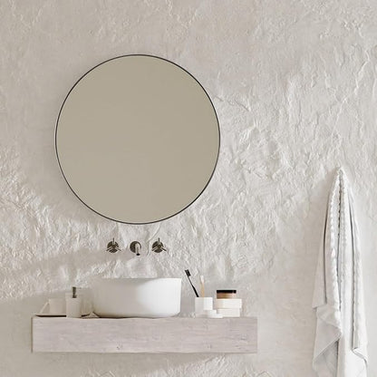 ANDY STAR 30" Round Brushed Nickel Bathroom Mirror, Silver Wall Mirror for Bathroom，Metal Round Circle Mirror for Wall, Bathroom (Premium Stainless Steel Frame)