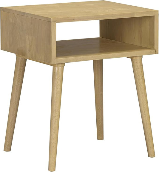 NTC Zoe Solid Wood Nightstand, Mid Century Modern Side Table Bedroom, Bedside Furniture, Night Stand, End Table, Easy Assembly - Sand