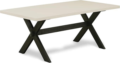 East West Furniture X627EL635-5 5 Piece Dining Room Table Set Includes a Rectangle Dining Table with X-Legs and 4 Doeskin Linen Fabric Upholstered Chairs, 40x72 Inch, Multi-Color