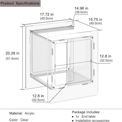 Acrylic End Table, Side Table Nightstand with Open Storage Shelf, 2-Tier Bedside Table Home Decor Display for Bedroom, Living Room, Office (1, Clear)