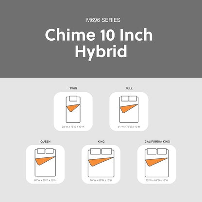 Signature Design by Ashley Full Size Chime 10 Inch Medium Firm Hybrid Mattress with Cooling Gel Memory Foam for Pressure Relief, Fiberglass Free, Mattress In A Box