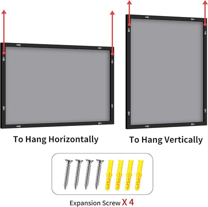 YIROMAN Bathroom Mirror for Wall 48"x40", Large Matte Black Bathroom Mirror with Metal Frame, Rectangular Vanity Mirror with Right Angles, Wall Mirror Hangs Horizontal or Vertical, Shatterproof