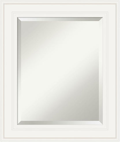 Amanti Art White Bathroom Mirror for Over Sink, 26x22 Ridge White Rectangle Vanity Mirror, Small Traditional Frame, Hangs Horizonally and Vertically, Bathroom Wall Decor, Beveled Edge from WI, USA