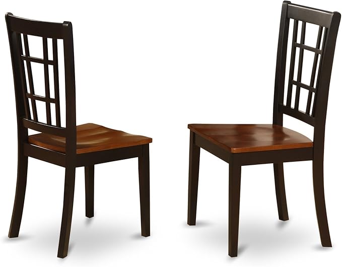 East West Furniture MZNI3-BCH-W 3 Piece Dining Table Set for Small Spaces Contains a Rectangle Dining Room Table with Dropleaf and 2 Wood Seat Chairs, 36x54 Inch, Black & Cherry