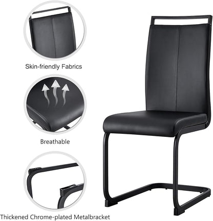 Modern Dining Chairs Set of 4,High Back Kitchen Chairs,Side Room Chair with Black Powder Coating Metal Legs,Easy to Clean Upholstered Dining Chairs,Ideal for Living Room(Black Chairs)