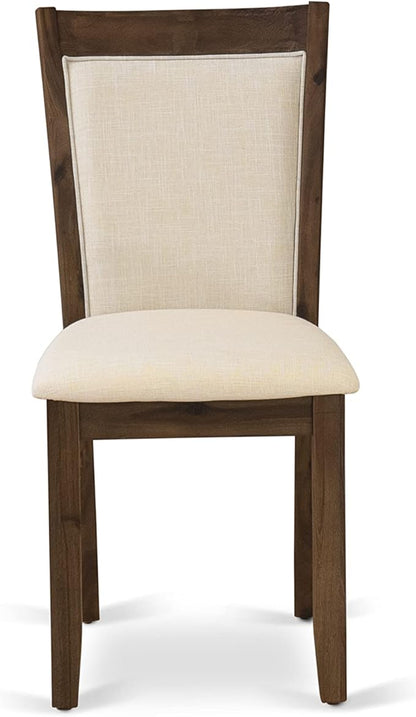 East West Furniture X797MZN32-6 6 Piece Dining Set Contains a Rectangle Dining Room Table with X-Legs and 4 Light Beige Linen Fabric Upholstered Chairs with a Bench, 40x72 Inch, Multi-Color