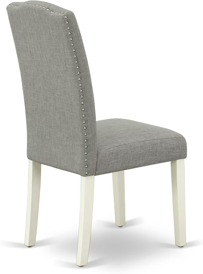 East West Furniture V097EN206-7 7 Piece Modern Dining Table Set Consist of a Rectangle Wooden Table with V-Legs and 6 Dark Shitake Linen Fabric Upholstered Chairs, 40x72 Inch, Multi-Color
