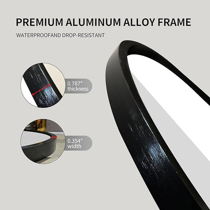 LAIYA 48x24inch Oval Wall Bathroom Mirror with Black Aluminum Frame,Wall Mounted Oval Vanity Mirrors， Explosion-Proof Glass, Waterproof Design, Easy Installation，Horizontally/Vertically